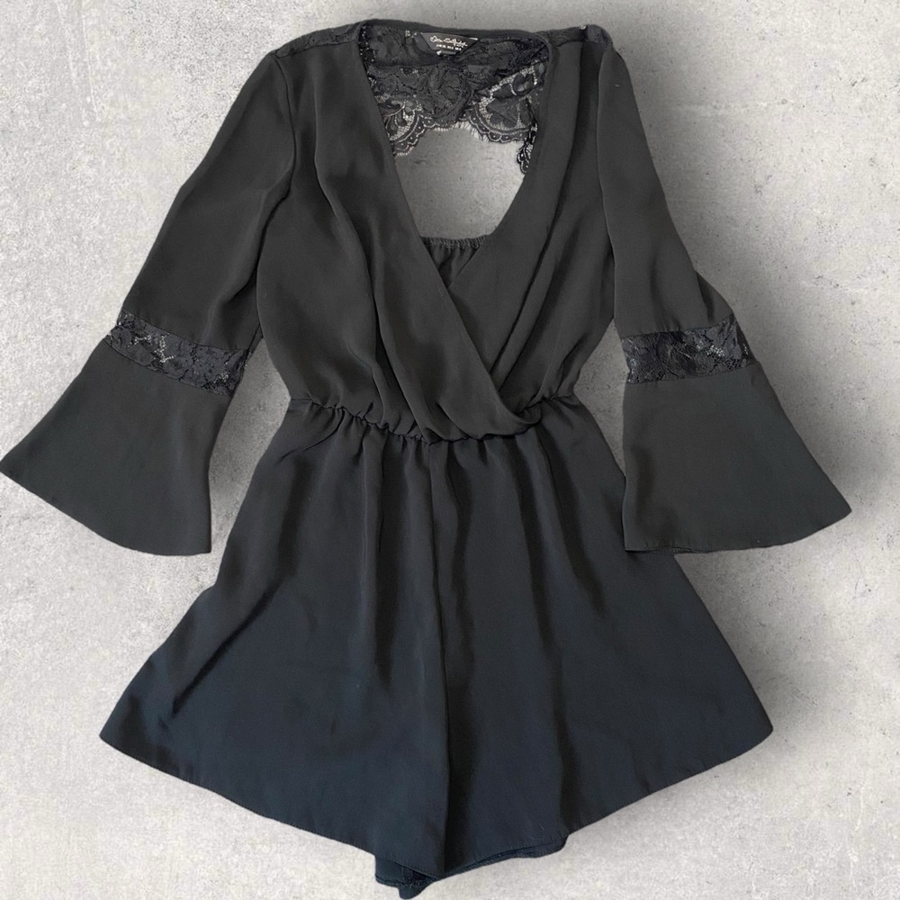 Miss Selfridge Black Lace Romper - Size 4‎